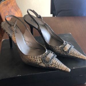 Carlos Santa Snake Skin Exposure Heels